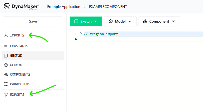 Imports and exports in sidebar