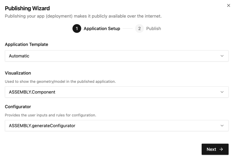 Publish with automatic UI